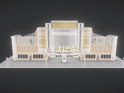 Cinema Hall Building Low-poly 3D model