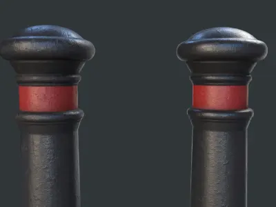 Street Bollard 12 PBR Game Ready Low-poly 3D model