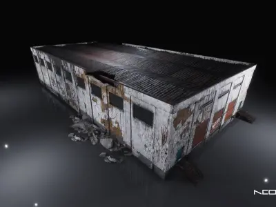 Destroyed Warehouse Low-poly 3D model