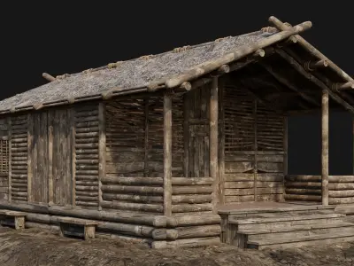 229-230-231-232 Old Medieval Houses Pack 4K Textures Low-poly 3D model