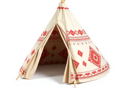 Traditional Tipi Tent Model Pack with Tribal Patterns Low-poly 3D model