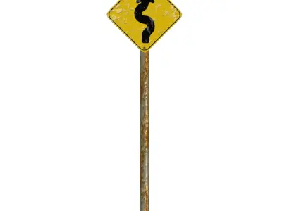 Warning For Curves Traffic Sign 3D model
