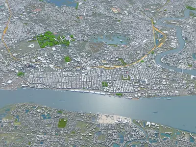 Yangon City Myanmar Low-poly 3D model