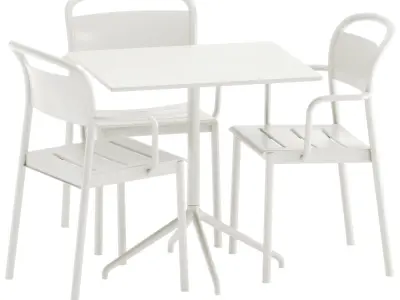 Muuto Linear Steel Armchair and Still Cafe Table Square 3D model