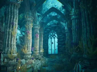 Atlantis Ruins 37 Assets Low-poly 3D model