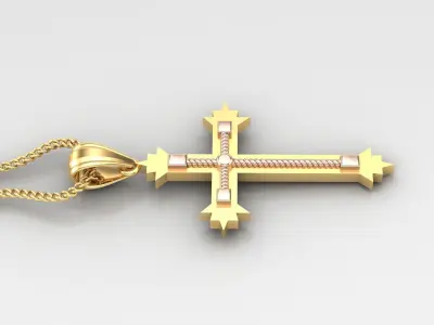 High Cross Pendant Light Gold 18K 4CP070 3D print model