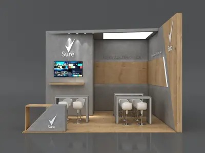 Booth Exhibition Stand Stall 6x6m Height 360 cm 2 Side Open 3D model