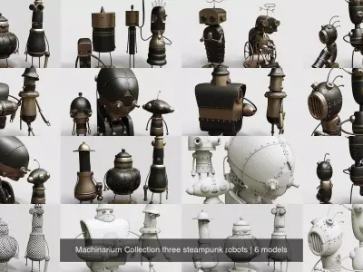 Machinarium Collection three steampunk robots 3D Model Pack