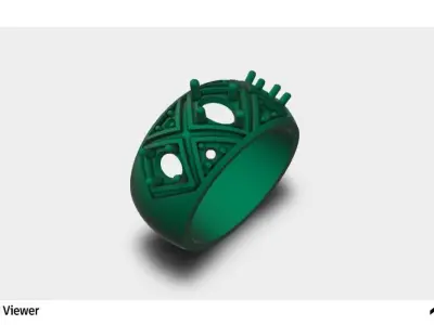 Men Ring With 3 Oval Cut Stone 3D print model