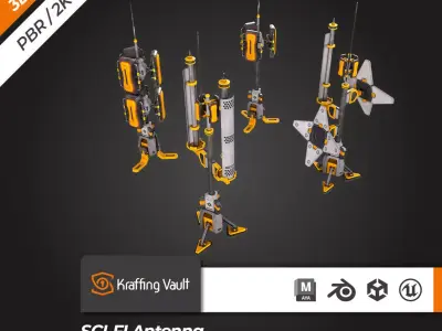 SCI-FI Antenna Low-poly 3D model