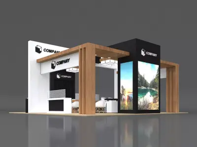 Exhibition Stand Booth Stall 10x10m Height 500cm 4 Side Open 3D model purchase