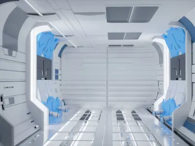 Sci-fi Corridor Low-poly 3D model