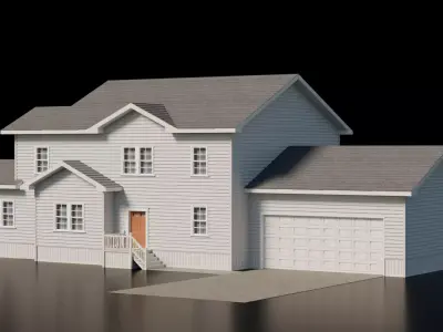 American Cottage House 6 Low-poly 3D model