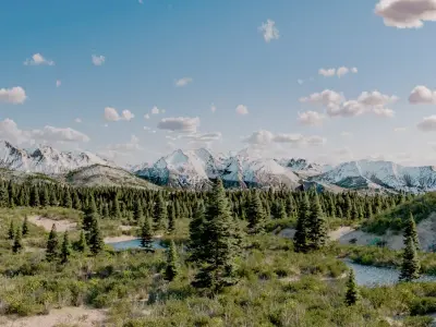 Realistic Snowy Mountains 3D model