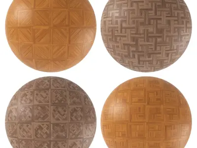 Parquet - Laminate - Wooden floor 4 in 1 3D model 11