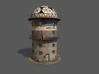 Abandoned Radar Building Low-poly 3D model
