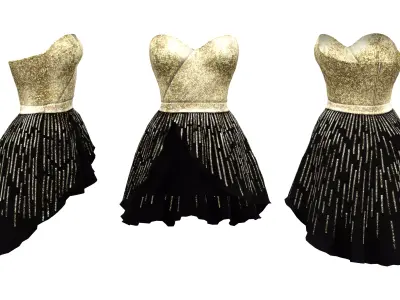 Empire Cocktail Dress Low-poly 3D model