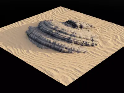 High-Poly Sandy Rock Formation Landscape Model Low-poly 3D model