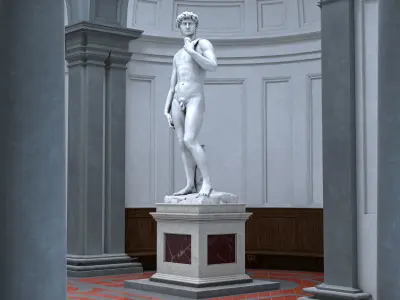 Accademia gallery in Florence Low-poly 3D model