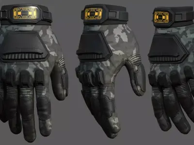 Gloves military combat soldier protection camouflage safety  Low-poly 3D model