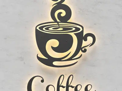 Coffee sign iron Low-poly 3D model