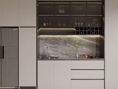 Refrigerator and Sideboard 3D model