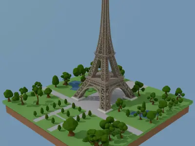 Eiffel Tower Low-poly 3D model