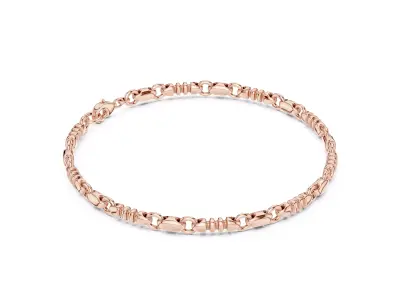 Thin Light Wt Plain Gold Chain Link Bracelet 3dm stl renders 3D print model