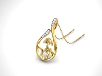 Pendants STL OBJ FBX Renders Details gold pendant with diamonds 3D print model