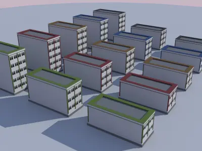 Cartoon Building Low Poly Building Commercial Bank Low-poly 3D model