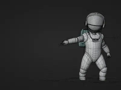Astronaut Small Rigged Low-poly 3D model