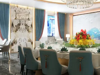 Chinese style box dining New 3D model