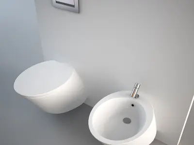 Nic Design Monolite Bidet and Toilet White Low-poly 3D model