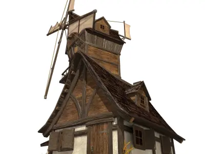 Old Windmill Low Poly Low-poly 3D model