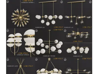 Chandleir 10 pieces 3d model Low-poly 3D model buy