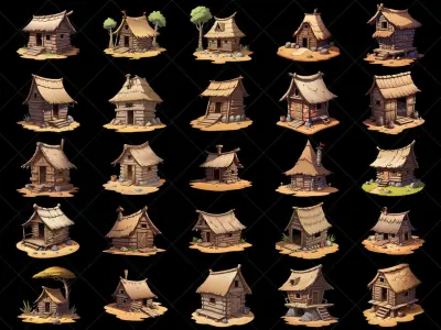 132 Transparent Fantasy Muddy Hut Home House Game Asset Texture