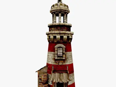 Medieval Lighthouse Low-poly 3D model