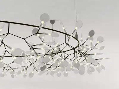 H B O circular light fixture with leaves 3D model