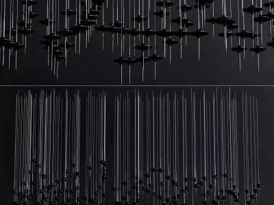 Rain black pendant lamp 3D model