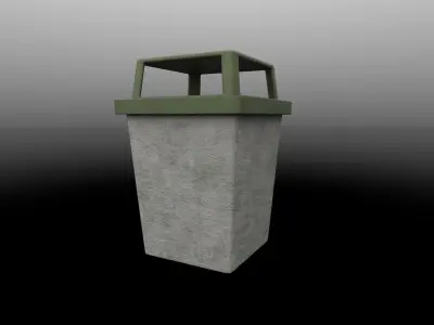 Cement Dustbin Low-poly 3D model