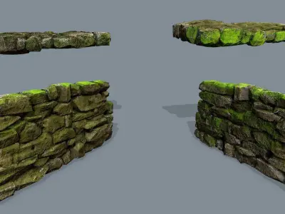 Ruin set Low-poly 3D model 2