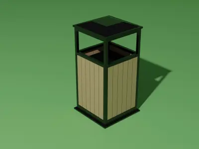 Trash bin Low-poly 3D model