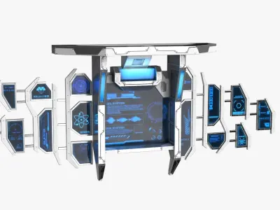 Sci Fi Control Panel Monitor Low-poly 3D model