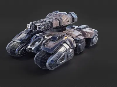 Sci-fi tank by starcraft concept Low-poly 3D model