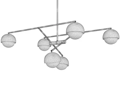 Postmodern Sputnik Chandelier Metal Living Room Pendant Low-poly 3D model