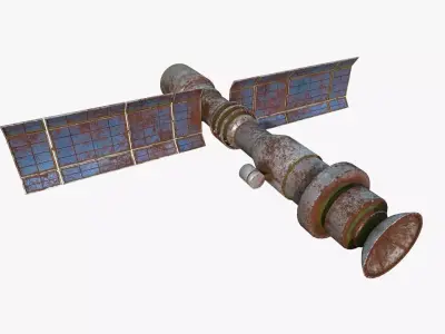 Satellite C11 Destroyed - SciFi Space Design Low-poly 3D model