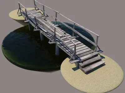 Wooden bridge Free low-poly 3D model