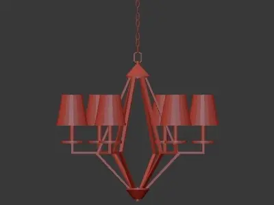 6 Light Washed Gold Chandelier 3D model