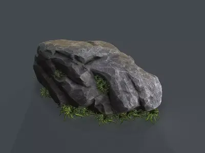 Black Rock Grass  Low-poly 3D model