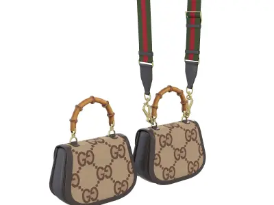 Gucci Bamboo 1947 Jumbo GG Small Bag Brown Light Low-poly 3D model